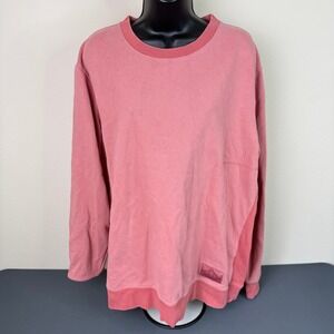 Ovadia Sweatshirt Womens XL Pink Crewneck Paneled Ribbed Cotton Blend Fleece